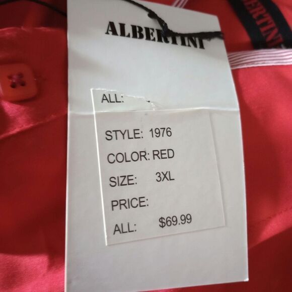 Albertini Shirt Men's 3xl‎ Button Front Red - Picture 7 of 8
